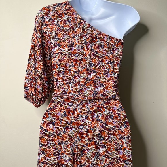 American Eagle Multicolor Floral One Shoulder Belted Midi Dress XS - Picture 8 of 10